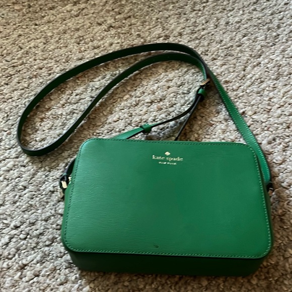 COPY - Kate Spade Harper Green Bean Leather Crossbody Bag Handbag - NWOT - Picture 1 of 10
